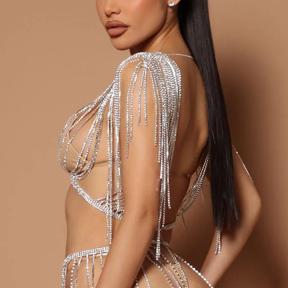 New Layered Rhinestone Bra Body Chain WomenBody Chain