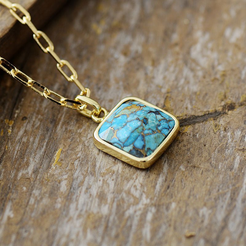 New Turquoise 18K Gold Plating Chain Pendant NecklaceNecklace