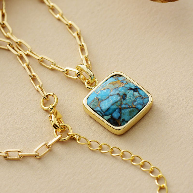 New Turquoise 18K Gold Plating Chain Pendant NecklaceNecklace