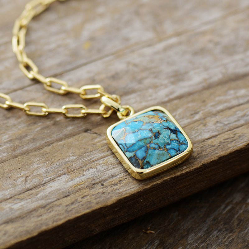 New Turquoise 18K Gold Plating Chain Pendant NecklaceNecklace