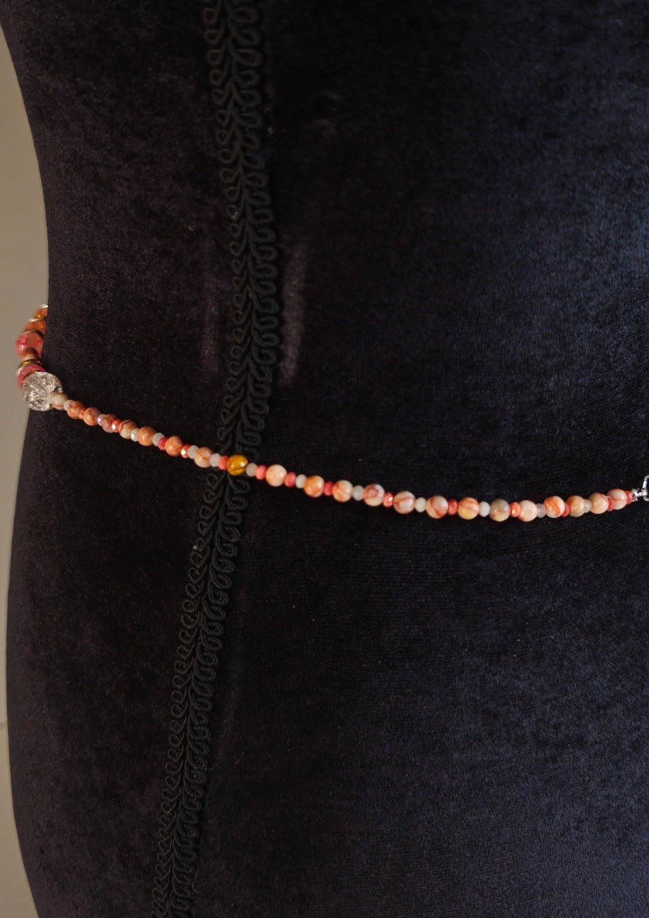 Orange Garnet Carnelian Waist Bead Mixed GemstoneWaist bead w/ clasp