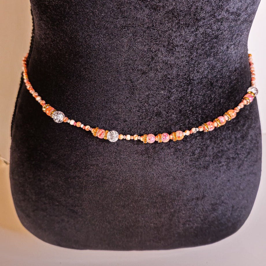 Orange Garnet Carnelian Waist Bead Mixed GemstoneWaist bead w/ clasp