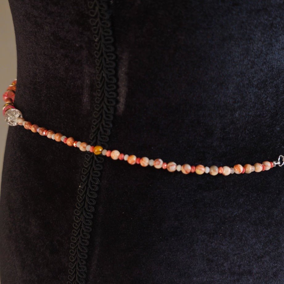 Orange Garnet Carnelian Waist Bead Mixed GemstoneWaist bead w/ clasp