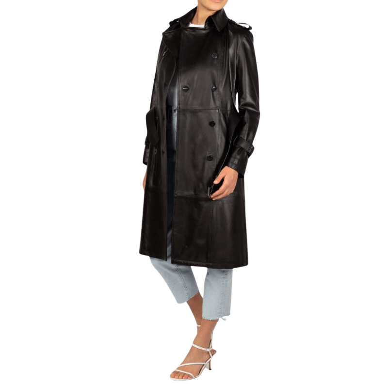 Original Lambskin original leather Italian Style Leather Trench Coat for WomensDresses & Jumpsuits