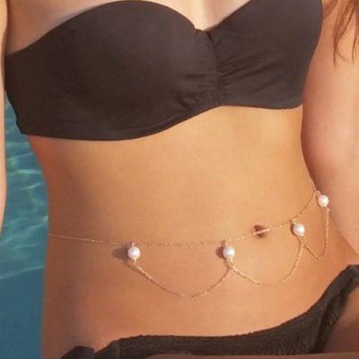 Pearl double layer metal waist chainwaist chain