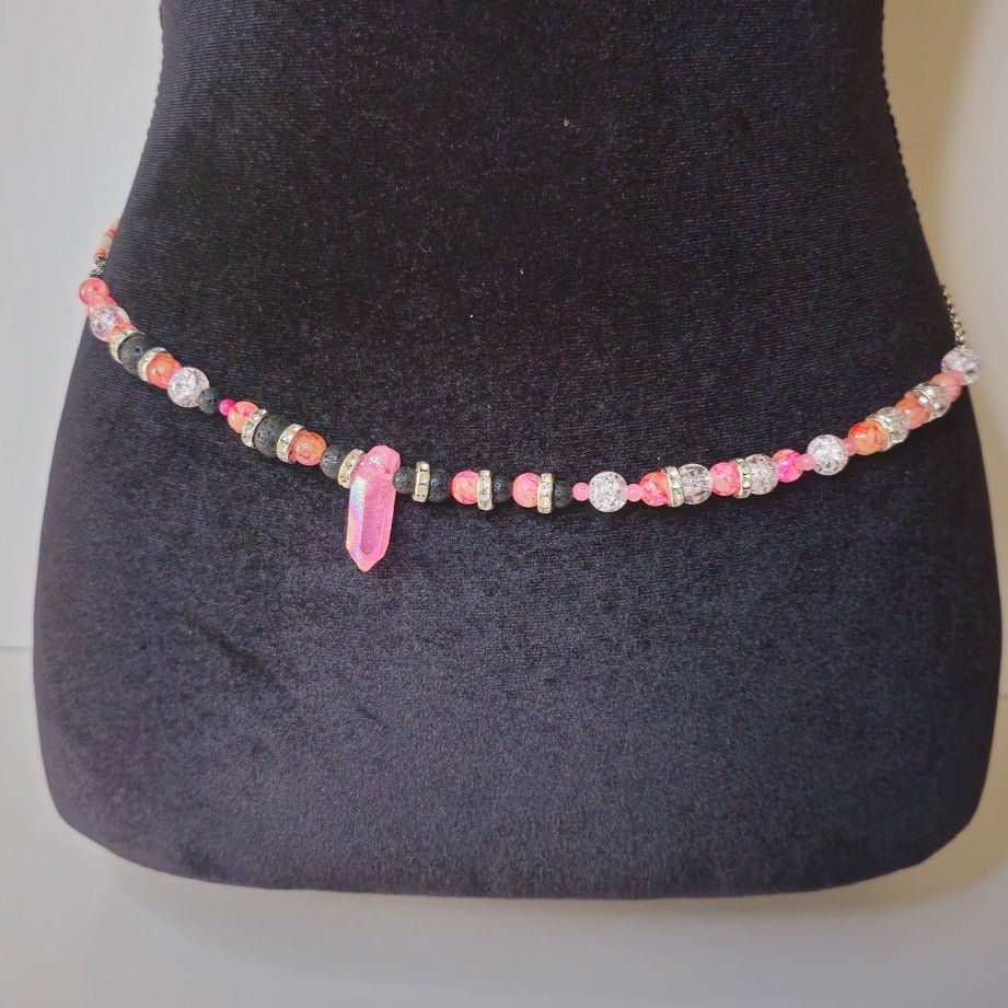 Pink Crystal Quartz Waist Chain StyleWaist bead w/ clasp