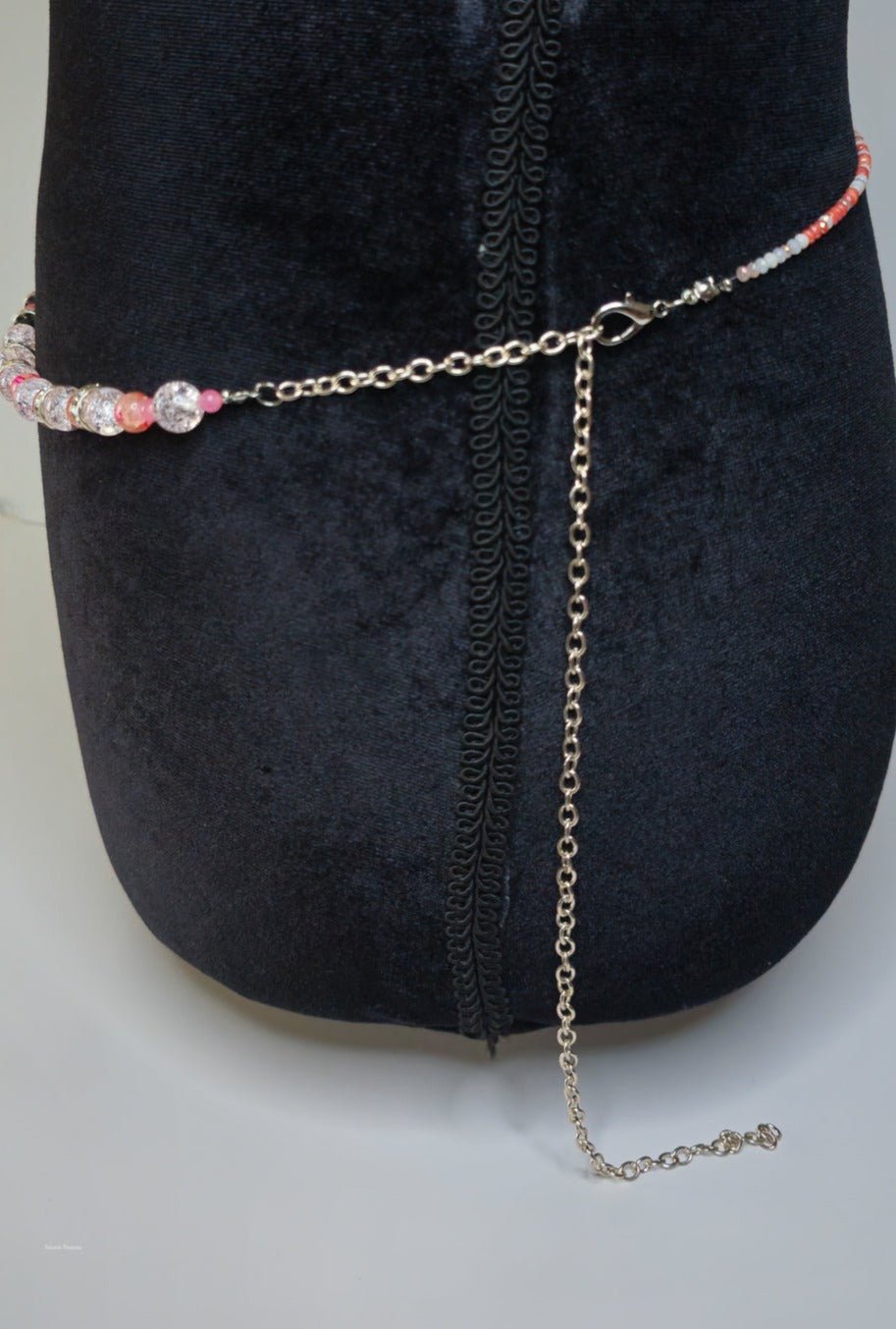 Pink Crystal Quartz Waist Chain StyleWaist bead w/ clasp