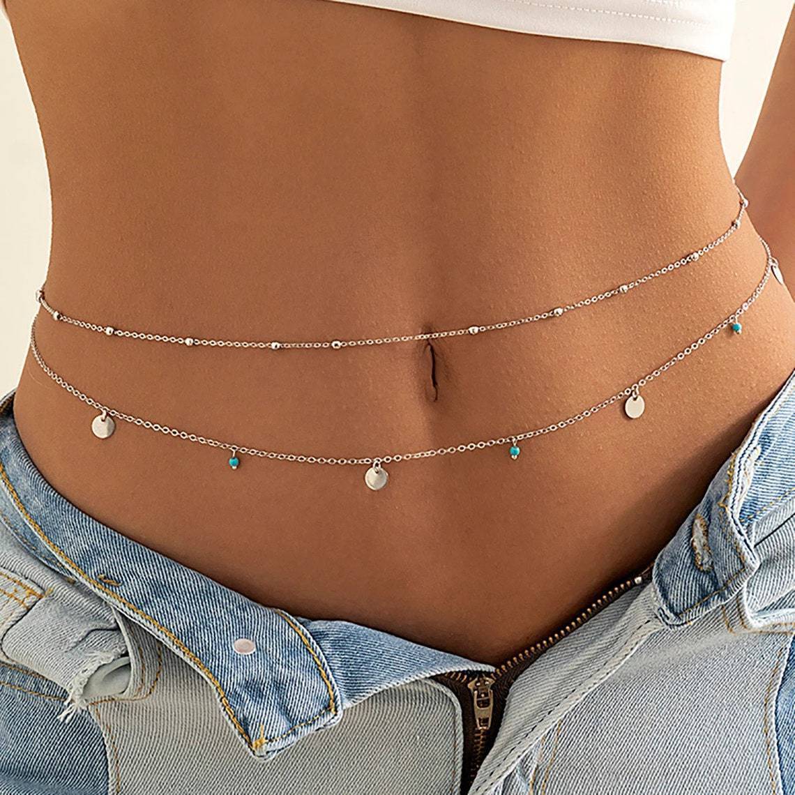 Popular Ornament Simple Transparent Rhinestone Waist Chainwaist chain