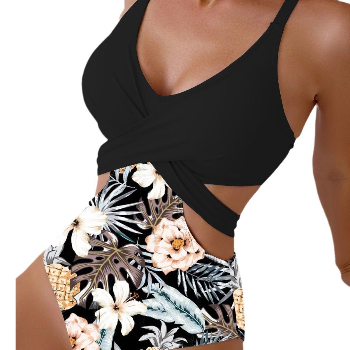 Printed Hollow Out Tied One - piece BikiniReady to Wear