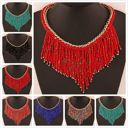 Rice beads tassel necklaceNecklace