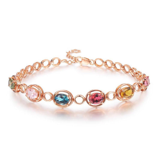 Rose Gold Simulation Tourmaline Colored Gemstone Bracelet Female BraceletBracelet