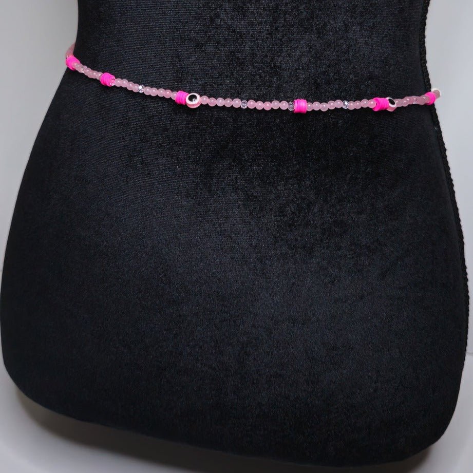 Rose Quartz Evil Eye Waist ChainWaist bead w/ clasp