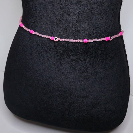 Rose Quartz Evil Eye Waist ChainWaist bead w/ clasp