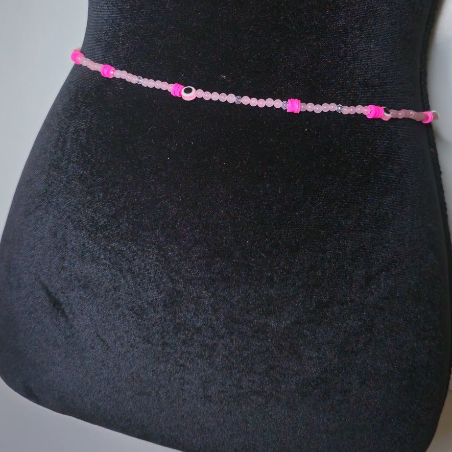 Rose Quartz Evil Eye Waist ChainWaist bead w/ clasp