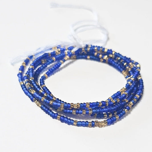 Royal Blue and Gold Tie on Waist beadTie on Waist bead