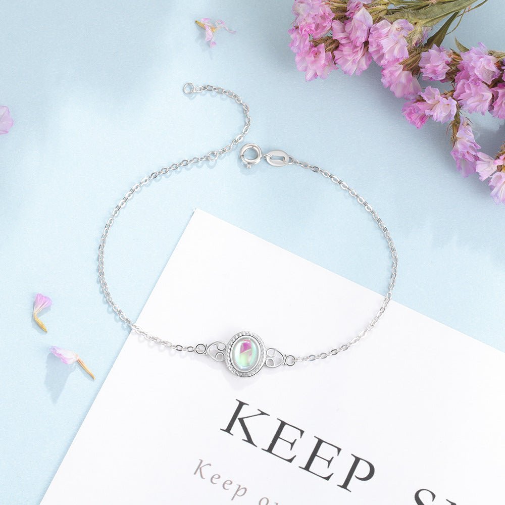 S925 Silver Bracelet Oval Moon StoneBracelet