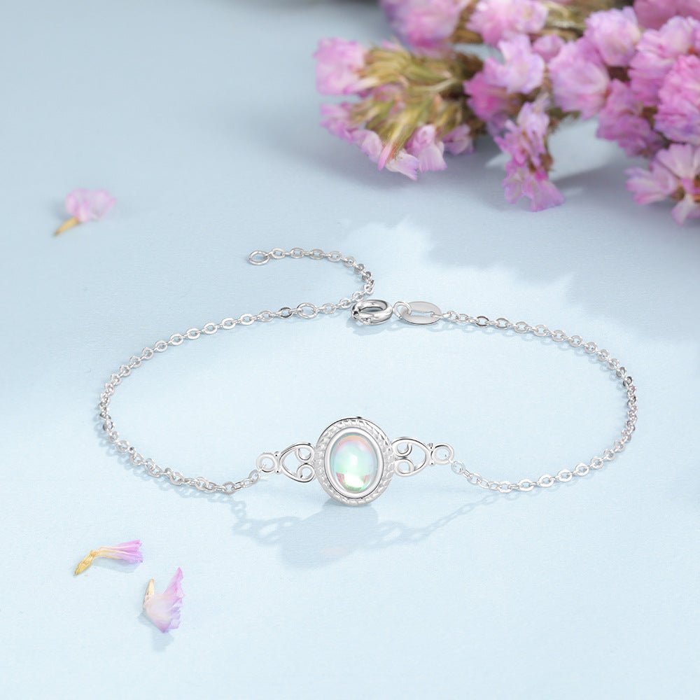 S925 Silver Bracelet Oval Moon StoneBracelet