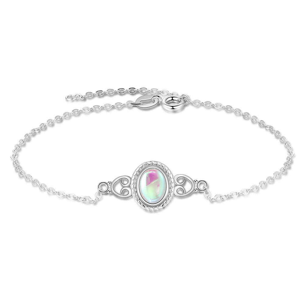 S925 Silver Bracelet Oval Moon StoneBracelet