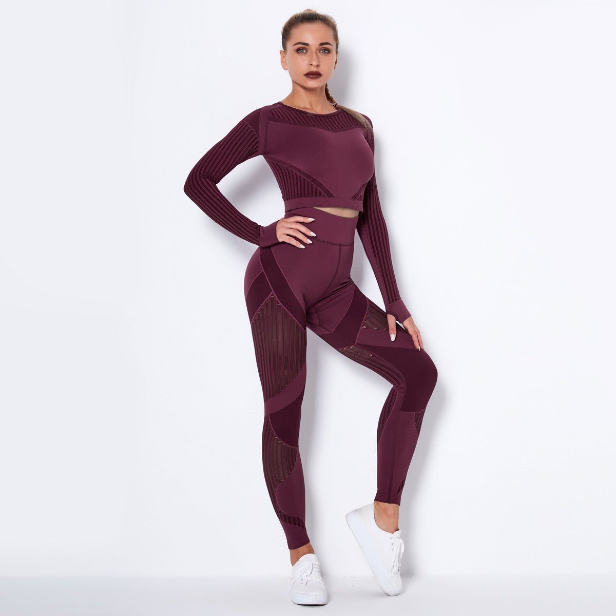 Seamless Knitted Absorbent Yoga Long - Sleeved Suit Yoga WearsuitSports Clothings