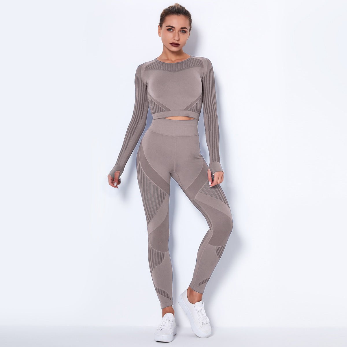 Seamless Knitted Absorbent Yoga Long - Sleeved Suit Yoga WearsuitSports Clothings