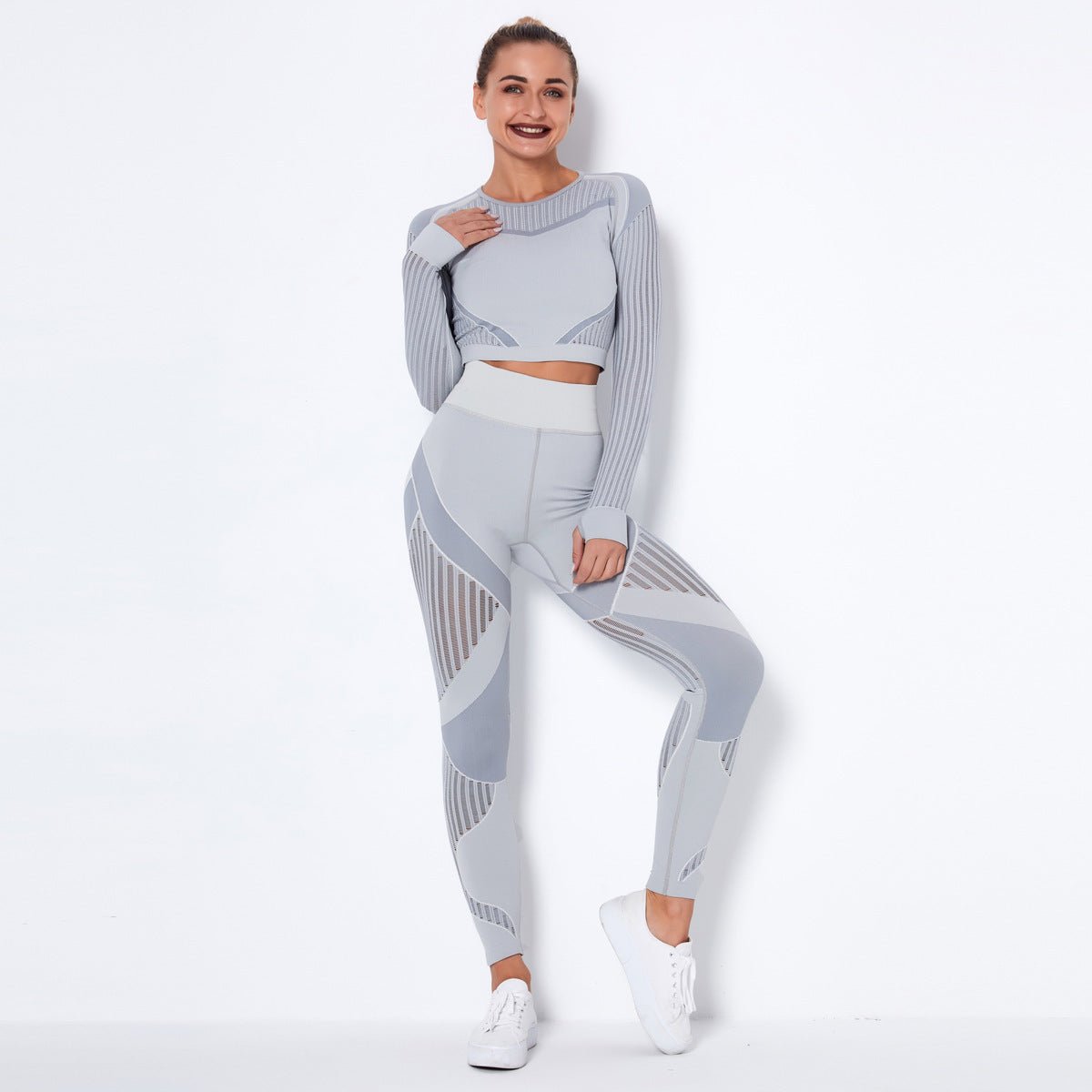 Seamless Knitted Absorbent Yoga Long - Sleeved Suit Yoga WearsuitSports Clothings