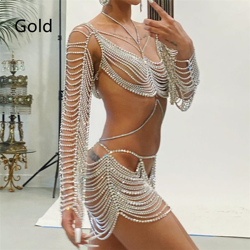 Shiny Multilayer Rhinestone Body Chain NightclubBody Chain