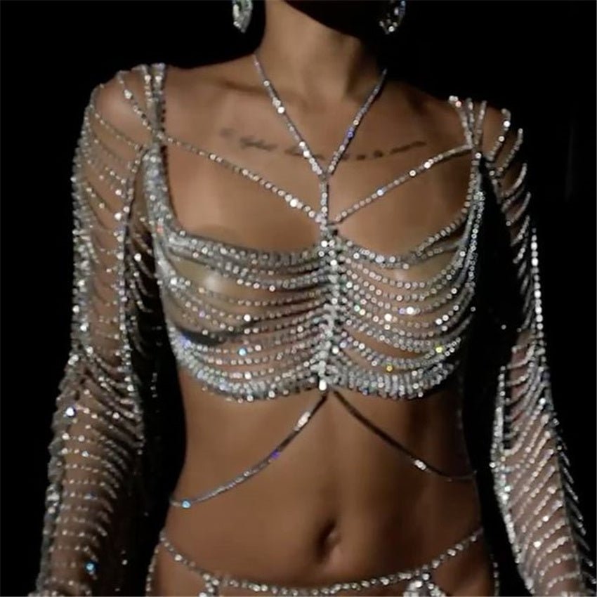 Shiny Multilayer Rhinestone Body Chain NightclubBody Chain