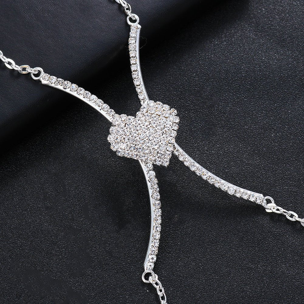 Simple Ethnic Love Ladies Light Luxury Rhinestone Body ChainBody CHain