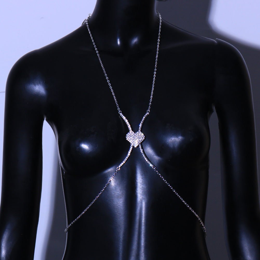 Simple Ethnic Love Ladies Light Luxury Rhinestone Body ChainBody CHain