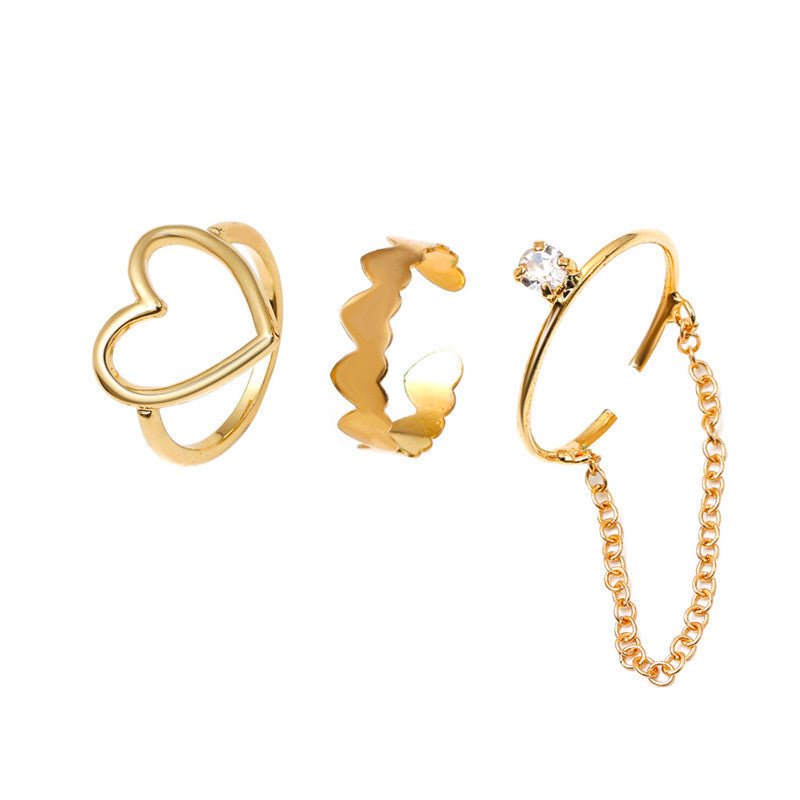 Simple Opening Love Chain Ring SetRings