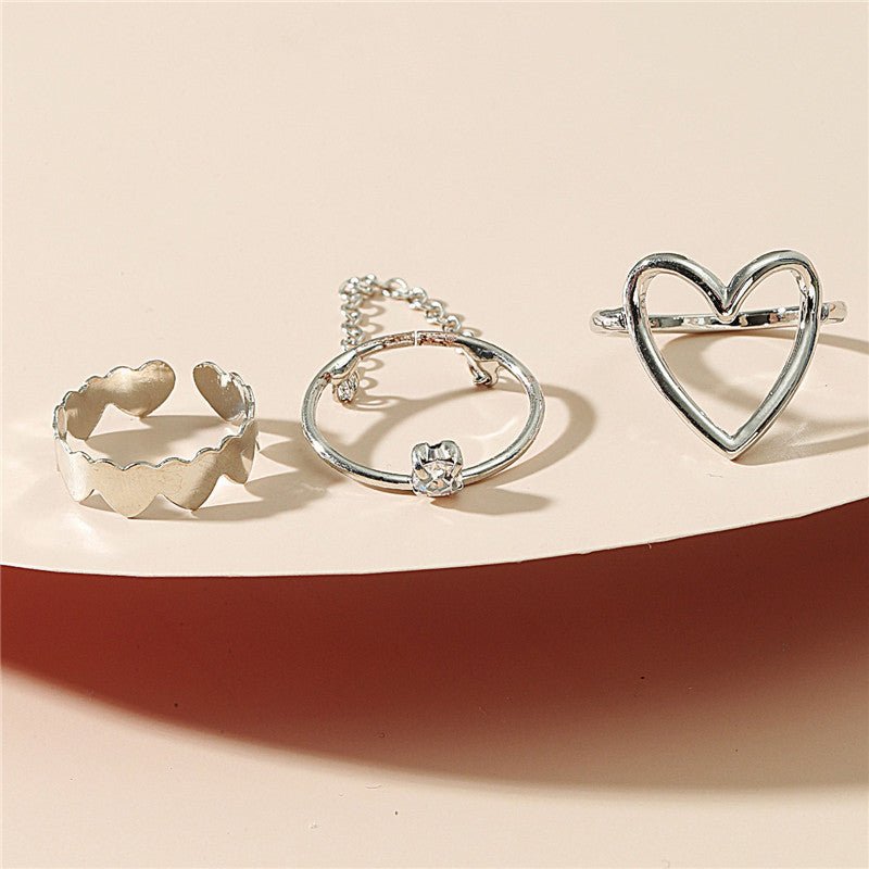 Simple Opening Love Chain Ring SetRings