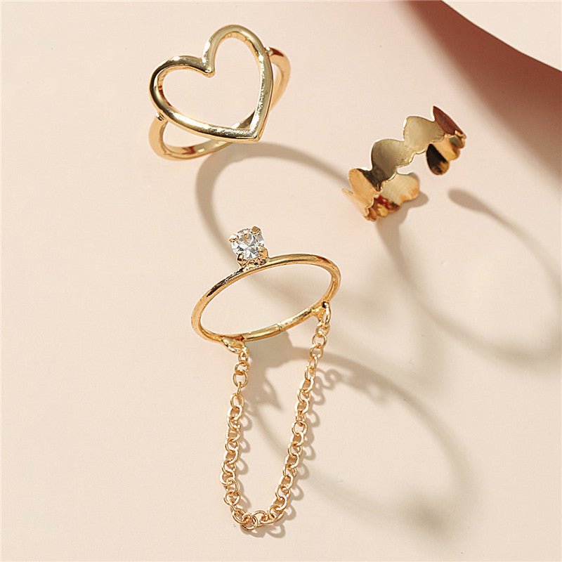 Simple Opening Love Chain Ring SetRings