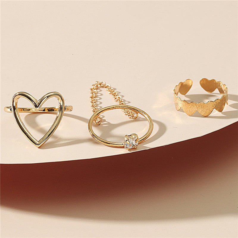 Simple Opening Love Chain Ring SetRings