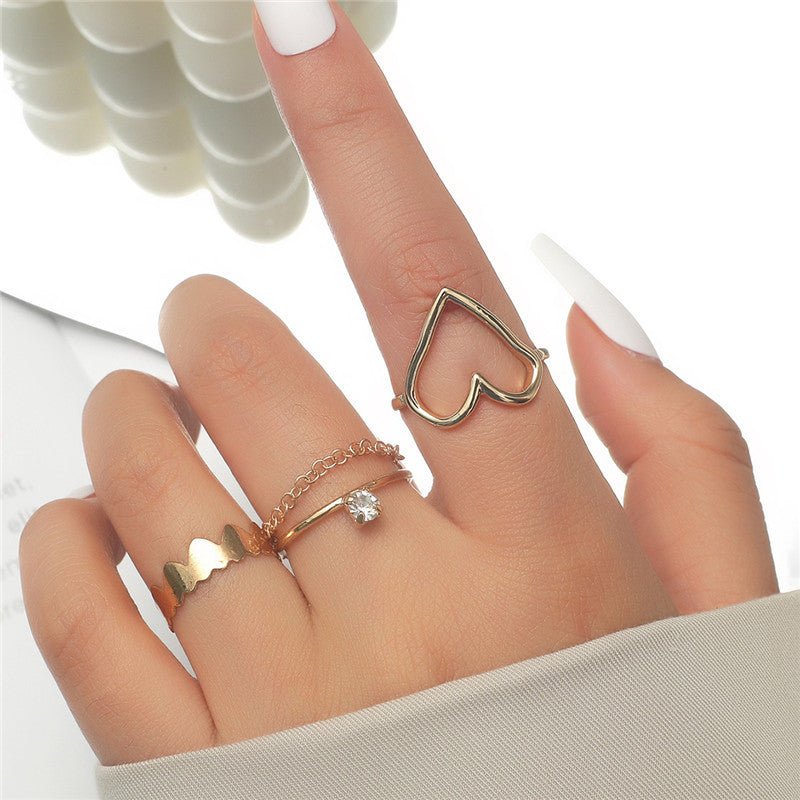 Simple Opening Love Chain Ring SetRings