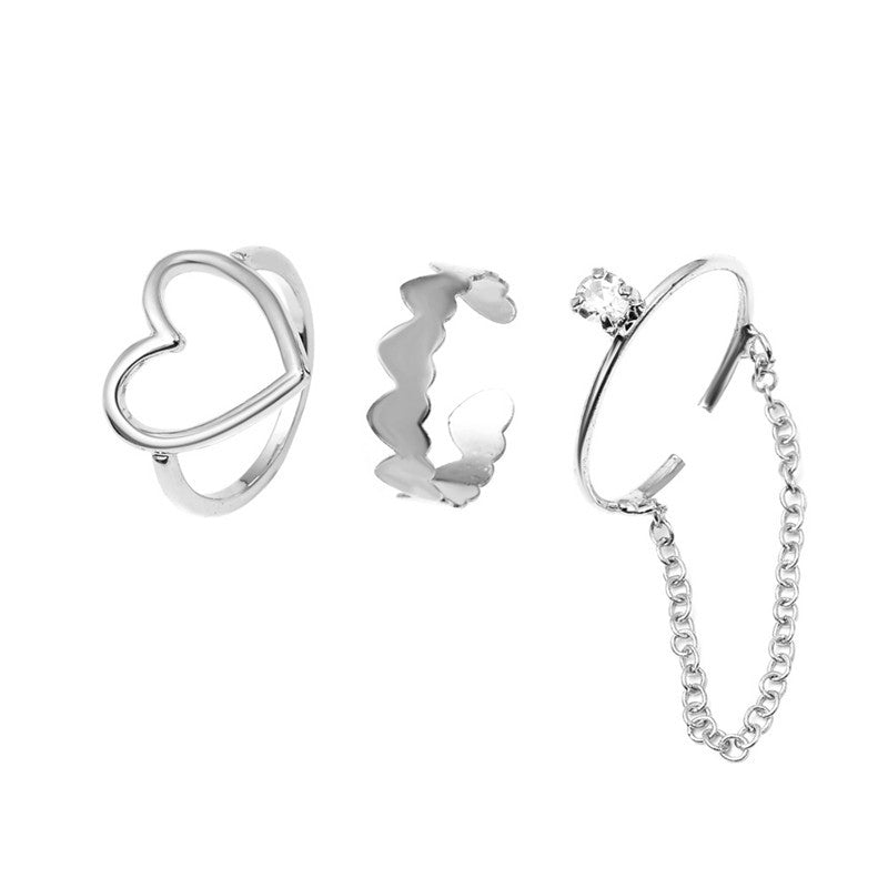 Simple Opening Love Chain Ring SetRings