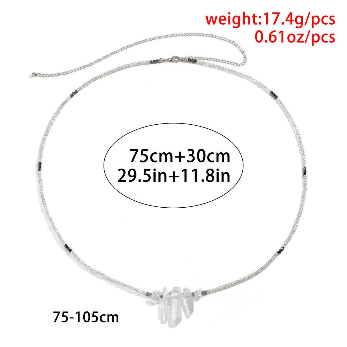 Simple Woven Rice Beads Single Layer Body Crystal Waist ChainWaist bead w/ clasp