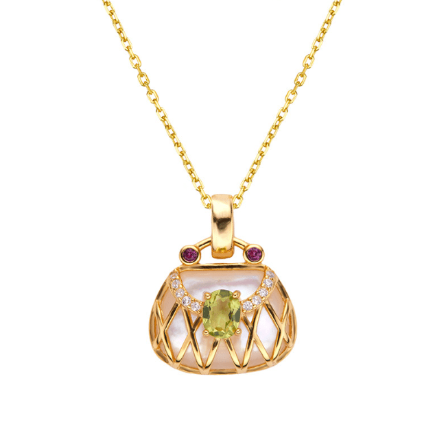 Sterling Silver Inlaid Natural Olivine Necklace Women's Temperament Wild Fashion Gemstone PendantNecklace