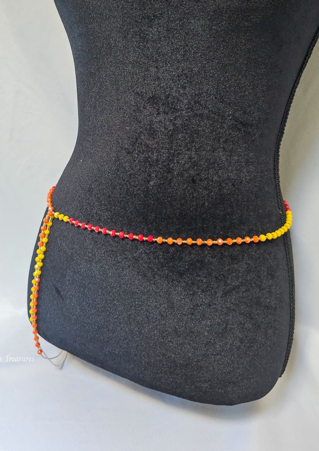 Sunray yellow Red crystal Tie on waist beadTie on Waist bead