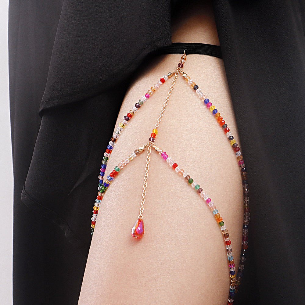 Thigh Ring Colorful Crystal Beads Casual Body ChainThigh Chain