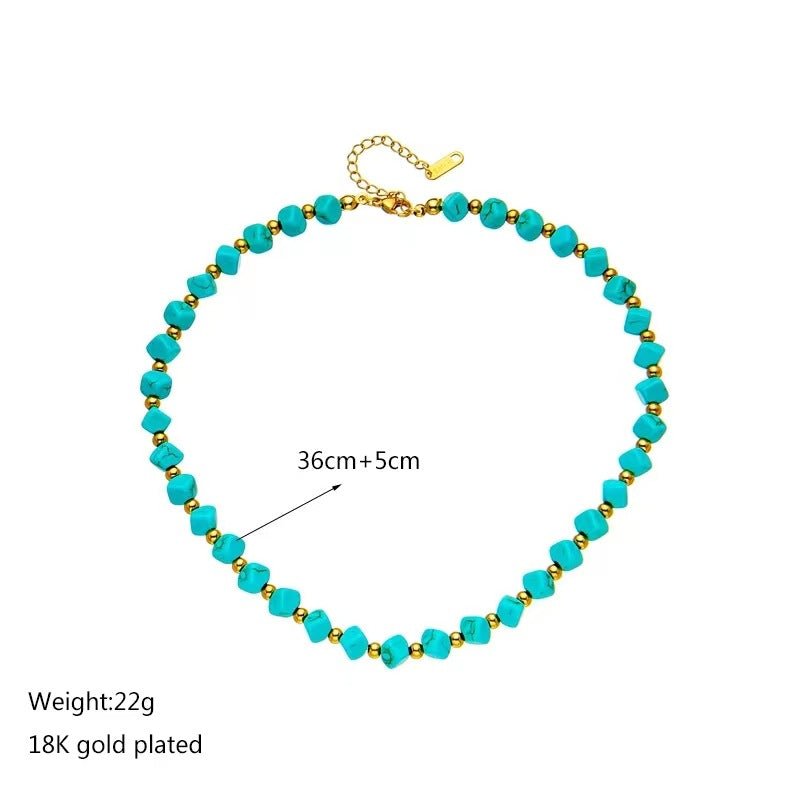 Turquoise French Retro Beaded Necklace For WomenNecklace