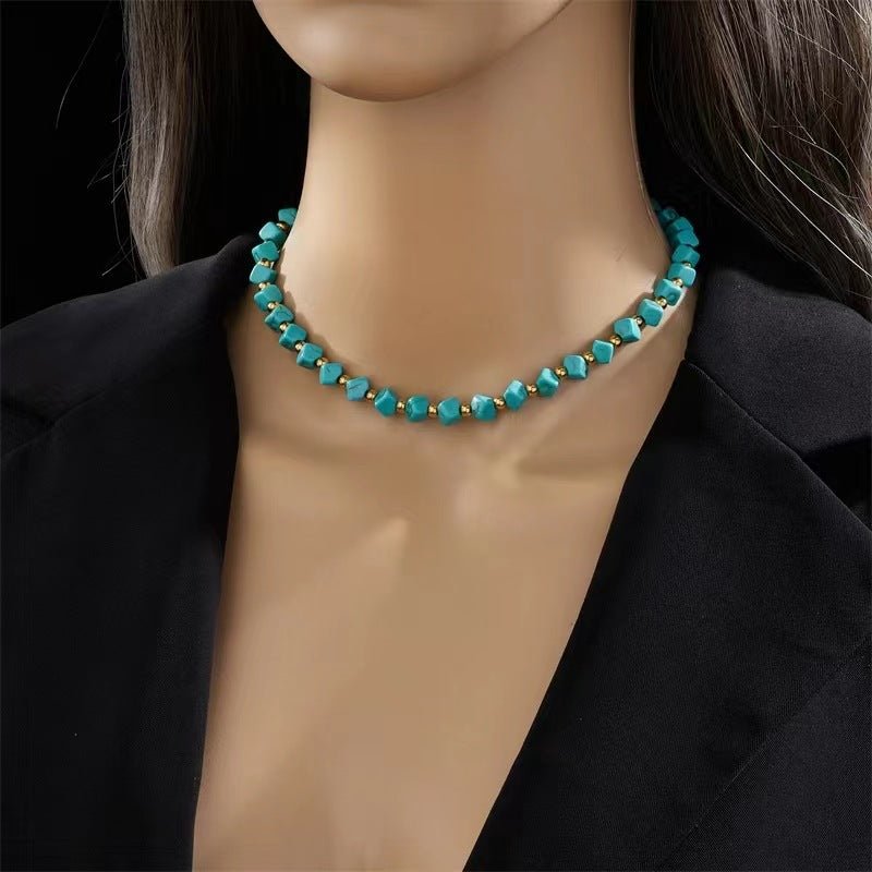 Turquoise French Retro Beaded Necklace For WomenNecklace