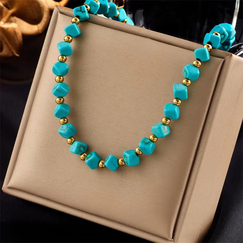 Turquoise French Retro Beaded Necklace For WomenNecklace