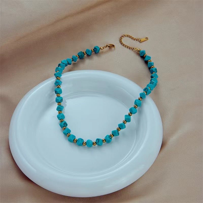 Turquoise French Retro Beaded Necklace For WomenNecklace