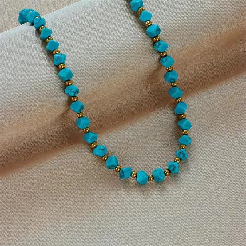 Turquoise French Retro Beaded Necklace For WomenNecklace