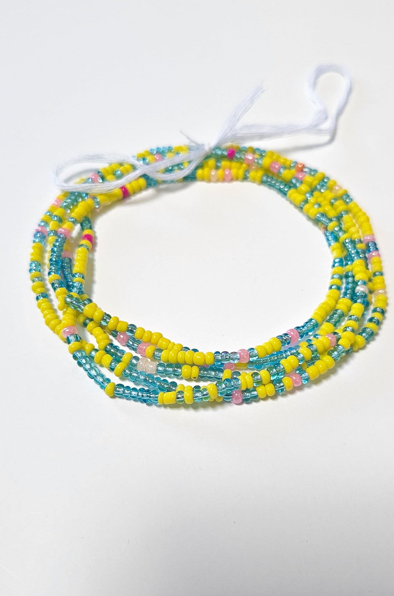 Turquoise Green and Pink Tie on Waist beadTie on Waist bead