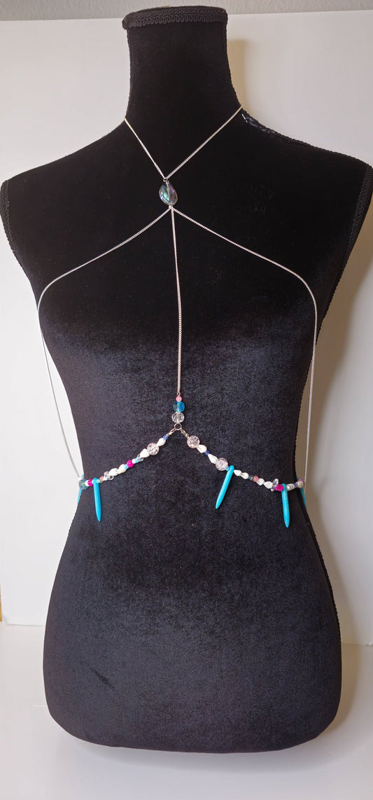 Turquoise Spike Boho Body Chain Necklace