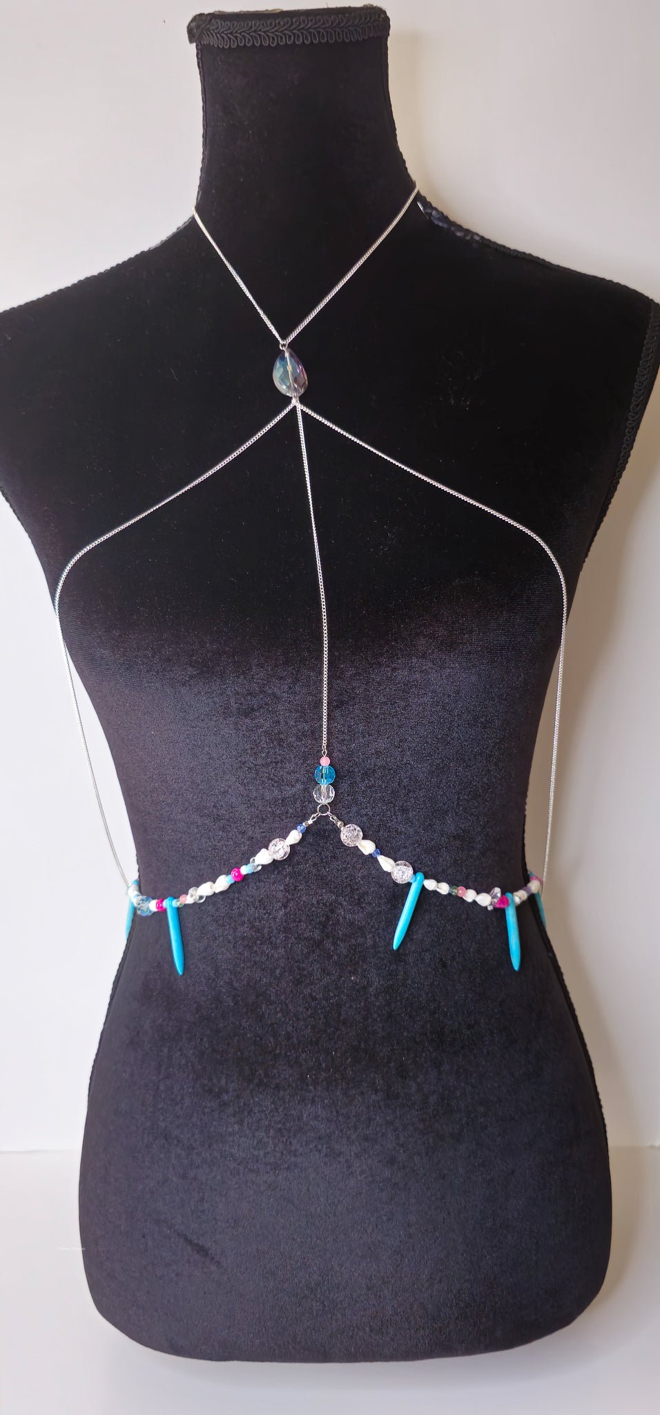 Turquoise Spike Boho Body Chain Necklace