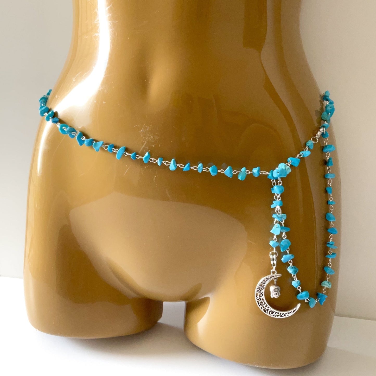 Turquoise waist chain with silver Moonbody jewelry