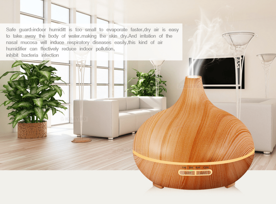 Ultrasonic Aroma Diffuser Humidifier Wood GrainWellness Product