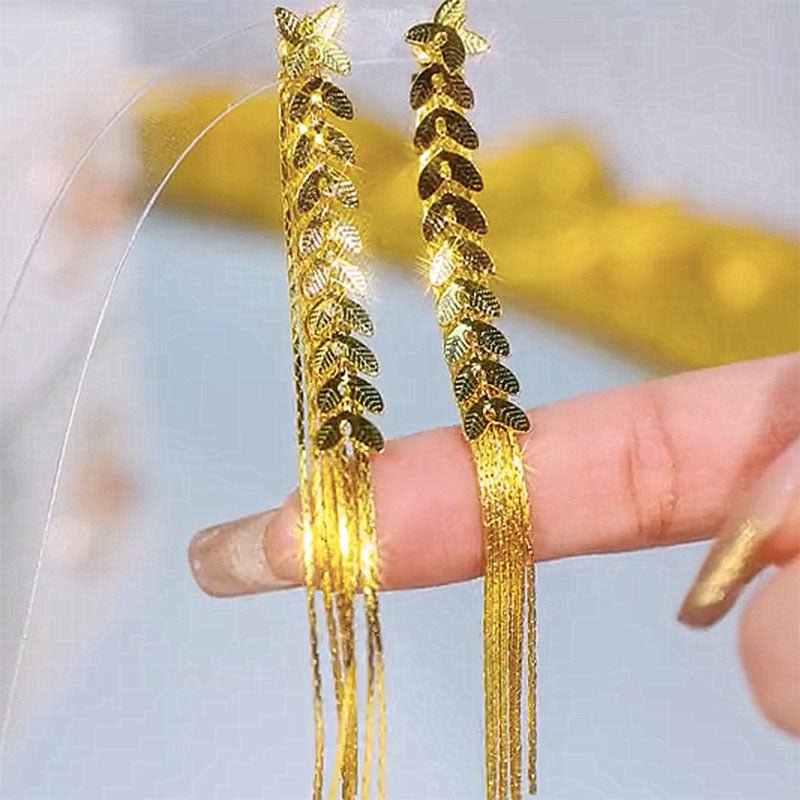 Wheat Long Fringe Earrings Dual - wear Womenearing